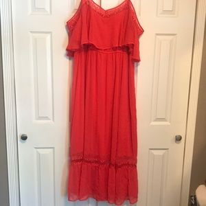 Coral off shoulder dress